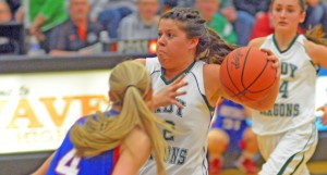 Chandler Fulks drives to the basket during the Chesapeake Lady Dragons’ win over Northwest in Saturday’s Division III district semifinal. (Kent Sanborn of Southern Ohio Sports Photos.com)