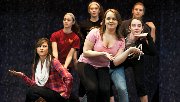Sophomores from St. Joseph High School perform the theme from “Cabaret” as part of this year’s Variety Show.