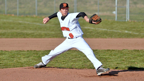 Ironton FIghting Tigers pitcher Steven Easterling releases a pitch during Tuesday's game. South Point score three runs in the seventh inning to rally for a 4-2 win. (Kent Sanborn of Southern Ohio Sports Photos.com)