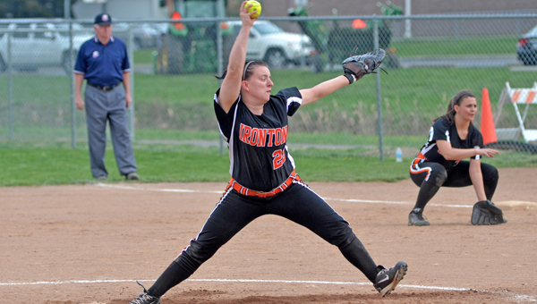 Ironton Lady Fighting Tigers’ pitcher Erin Wetzel hurled a four-hitter on Monday in an 8-0 win over the Coal Grove Lady Hornets. (Kent Sanborn of Southern Ohio Sports Photos.com)