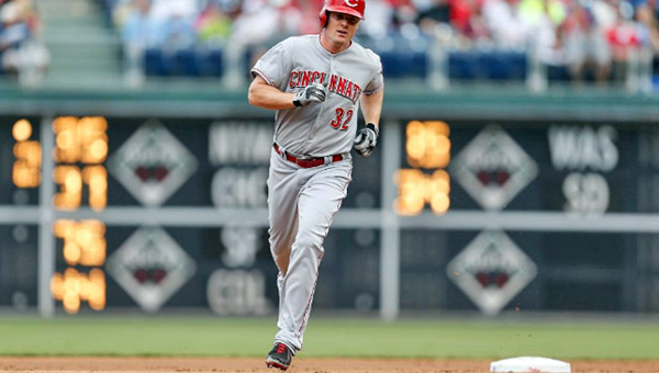 Cincinnati outfielder Jay Bruce rounds second base after hitting a solo home run in the second inning on Sunday. Bruce’s efforts weren’t enough as the Reds lost to the Phillies 3-2 in the ninth inning. (Photo Courtesy of The Cincinnati Reds)