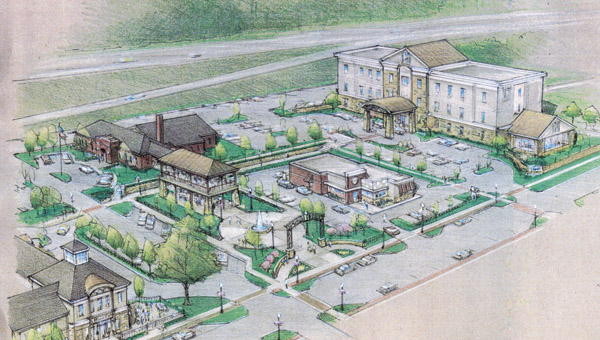 An artist’s rendering of what the Ninth Street development project could look like. Many of the details are still being finalized and the finished design could vary significantly.