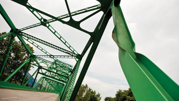Shown is worst of the visual damage to the Ben Williamson Bridge following a one vehicle incident on May 17. (