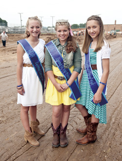 The 2013 Lawrence County Fair Princess’ Court. Pictured left to right, Kara Saunders, first runner up, Montana Runnels, fair princess, Cassie Leith, second runner up.