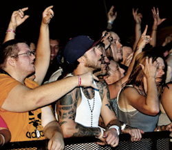 The crowd cheers on Nonpoint Thursday.