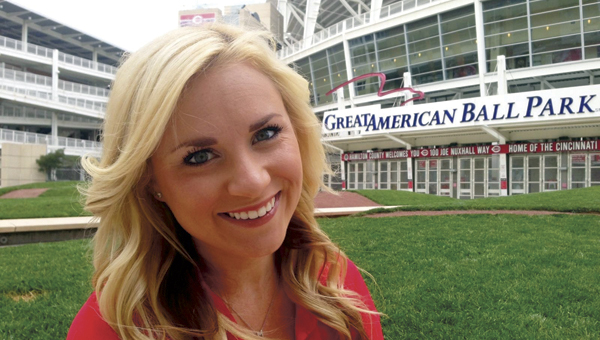 Madison Geswein, an Ironton native and a 2009 St. Joseph High School graduate, is putting her passion for the Cincinnati Reds to work as a member of the Rally Pack. The team of boosters helps keep fans excited and involved at home games.