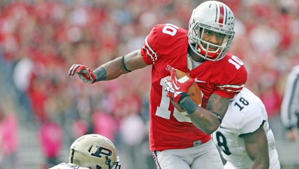 Ohio State wide receiver Corey Brown (10) spent the Buckeyes’ bye week visiting his family in Philadelphia. The Buckeyes return to action Saturday against Iowa. (MCT Direct Photos)