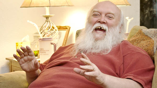 The Tribune/jessica St. James Robert McCloud is back to playing Santa Claus after rehab at Sunset Nursing facility.