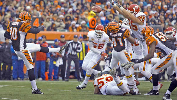 Cincinnati Bengals' punter Kevin Huber has been lost for the season after suffering a broken jaw in Sunday night's loss to the Pittsburgh Steelers. Huber is scheduled for surgery on Friday. (MCT Direct photo)