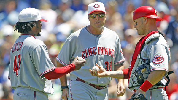 Cincinnati Reds’ new manager Bryan Price (38) begins his first spring training camp Friday as pitchers and catchers report. (MCT Direct Photos)