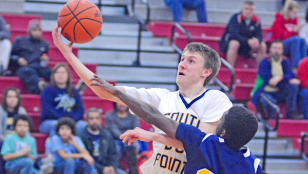 South Point Pointers’ senior guard Brandon Barnes scores against Wellston during the Division III sectional tournament. Barnes was named to the Associated Press All-Ohio second team on Tuesday. (Kent Sanborn of Southern Ohio Sports Photos)