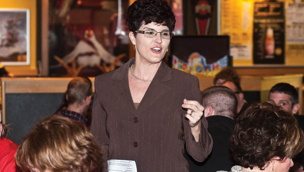 Katrina Keith, chair of Ironton Alive, addresses eventgoers at the first Death to Negative Attitudes, (DNA) workshop. The DNA workshop is a brainstorming meeting to discuss ideas to move Ironton forward.