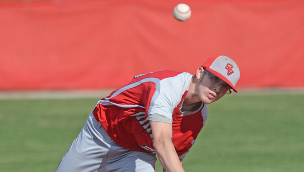 Symmes Valley Vikings’ pitcher Dillon McFann threw a complete game in a 4-2 win over the Green Bobcats Thursday. (Kent Sanborn of Southern Ohio Sports Photos)