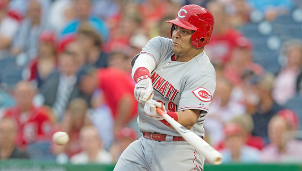 Cincinnati’s Brayan Pena had two of the Reds’ three hits in a 4-0 loss to the Arizona Diamondbacks Thursday. Arizona pitcher Josh Collmenter faced the minimum 27 batters as he pitched a complete game. (MCT Direct Photos)