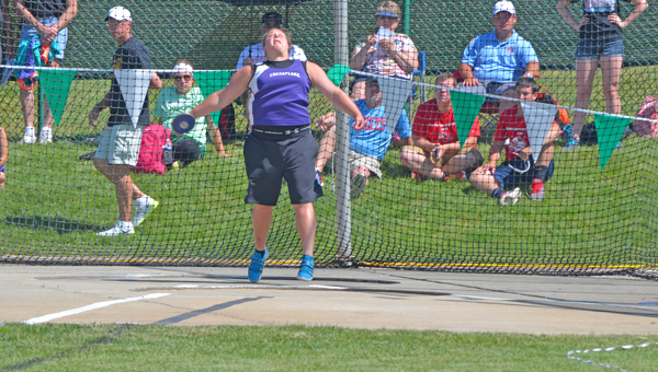 Chesapeake Lady Panthers’ Jordan Porter captured the Division II state discus championship on Friday. Porter returned Saturday and was fifth in the shot put. (The Ironton Tribune / Jimmy Walker)