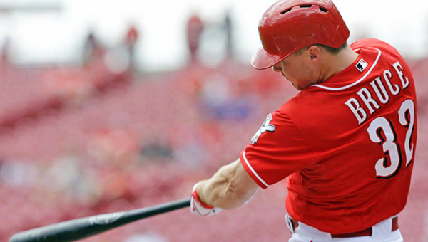 Cincinnati outfielder Jay Bruce hit a two-run homer in the first inning of the first game of a day-night doubleheader on Tuesday as the Reds beat the Chicago Cubs 4-2. The Reds rallied in the second game to win 6-5. (Courtesy of the Cincinnati Reds.com)