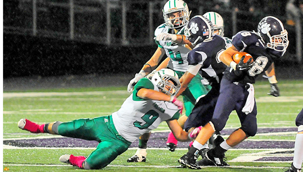 Chesapeake Panthers’ running back J.W. Bartrum (8) slips a tackle as he gains yardage. Bartrum had three touchdowns in last week’s 34-26 win over Fairland. The Panthers are 11th in the computer ratings. (Tony Shotsky of Southern Ohio Sports Photos)