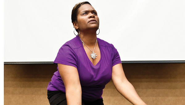 THE TRIBUNE/JESSICA ST JAMES Leah Branch, with the musical assistance of Rick Payne, performs a praise dance.