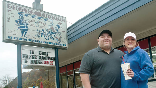 the tribune/jessica st. james James Hamlin, left, and his wife, Tiffany, are the new owners of the Shake Shoppe on Liberty Avenue in Ironton. The Hamlins bought the restaurant last month.