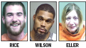 William Rice, left, surrendered to authorities Wednesday evening. Justin Wilson is still at large. Nichole Eller, right, was arrested on Tuesday, the night of the shooting.