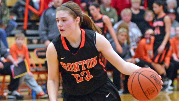 Ironton Lady Fighting Tigers’ Sydney Webb scored 16 points during Monday’s Division III district semifinal game. Ironton routed Eastern Brown 50-31 to reach Friday’s finals. (Kent Sanborn of Southern Ohio Sports Photos)