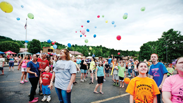 Symmes Valley students, faculty members as well as their friends and family gathered for a annual balloon launch during the school’s Relay for Life event on Friday.