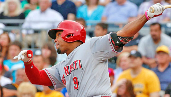 Cincinnati outfielder Marlon Byrd connects for a two-run homer in the first inning as the Reds beat the Pittsburgh Pirates 5-2 on Wednesday. (Courtesy of The Cincinnati Reds.com)