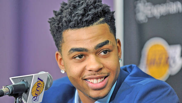 Los Angeles Laker draft pick D'Angelo Russell answers a question during a press conference introducing him to the team on Monday in El Segundo, Calif. (MCT Direct.com)