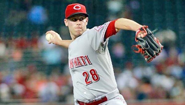 Cincinnati Reds’ Anthony DeSclafani delivers a pitch during Sunday’s game against the Arizona Diamondbacks. DeSclafani worked six innings but the Reds lost 4-3 in 10 innings. (Photo Courtesy of The Cincinnati Reds)