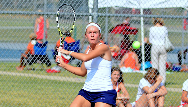 South Point Lady Pointers’ senior tennis standout Madison Riley is headed to her third straight state tournament. (Kent Sanborn of Southern Ohio Sports Photos)