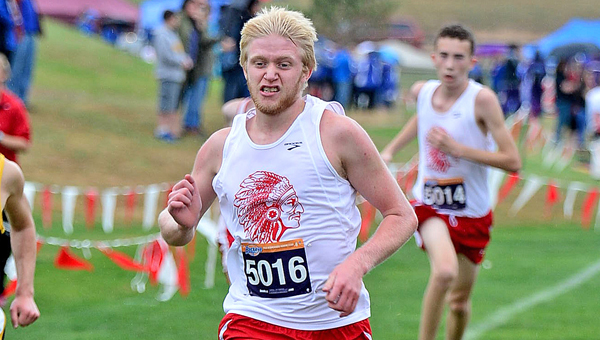 Rock Hill Redmen senior runner Nathan Turvey helped his team win the Division III District 2 cross country the district meet at Rio Grande on Saturday. (Kent Sanborn of Southern Ohio Sports Photos)