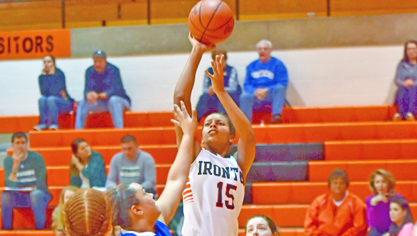 Ironton Lady Fighting Tigers’ Lexie Barrier scored 24 points to make her the girls’ all-time career scoring leader. She now has 1,391 points. (Kent Sanborn of Southern Ohio Sports Photos)