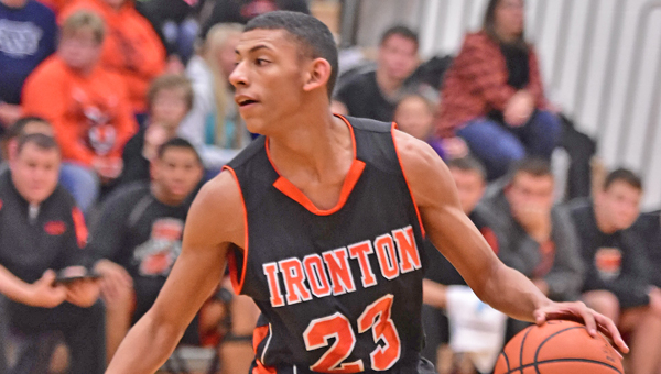 Ironton Fighting Tigers’ senior Marques Davis scored a career-high 29 points in a 73-63 upset win over the Portsmouth Trojans on Tuesday. (Kent Sanborn of Southern Ohio Sports Photos)