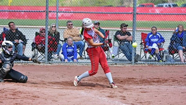 Symmes Valley Lady Vikings’ Stephanie Brown had a big weekend at the plate in the annual Valley of Thunder Softball Classic. (Kent Sanborn of Southern Ohio Sports Photos)