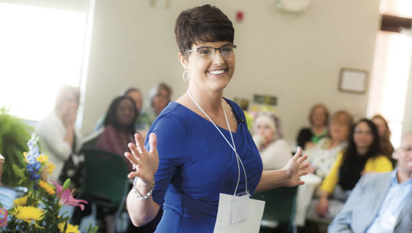 Ironton Mayor Katrina Keith addresses the crowd at the annual Women’s Conference on Friday at Ohio University Southern Proctorville Center. Keith was this year’s keynote speaker.