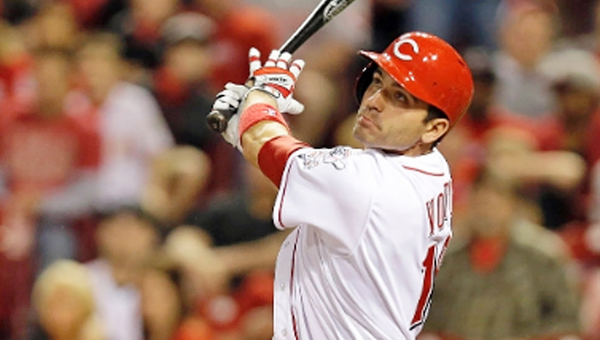 Cincinnati first baseman Joey Votto hit a 3-run homer off Johnny Cueto on Monday but the Reds couldn’t hold the lead in a 9-6 loss to the San Francisco Giants. (Photo Courtesy of The Cincinnati Reds.com)