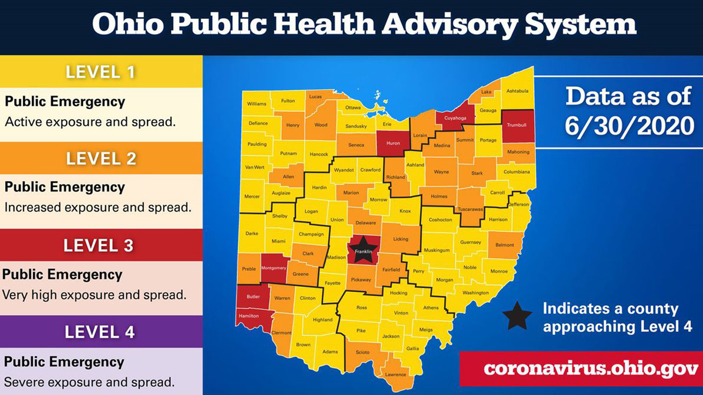 State sets ups colorcoded COVID19 health advisory system The