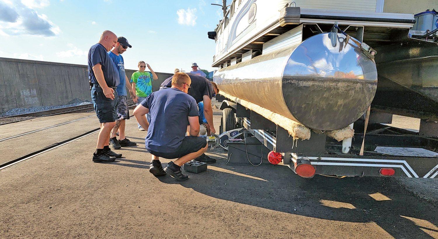 Ironton fire crews help with stuck boat on land The Tribune The Tribune